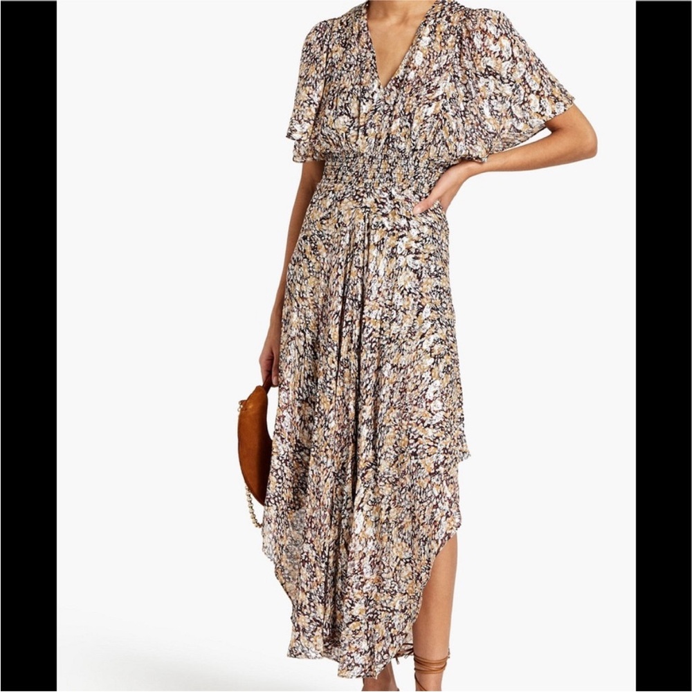 Maje Rachelle Floral Print Smocked Dress XS